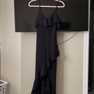Long, Black, Asymmetrical Gown